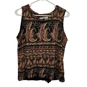 Vintage White Stag Multicolor Paisley Floral Casual Pullover Tank Top Size XL